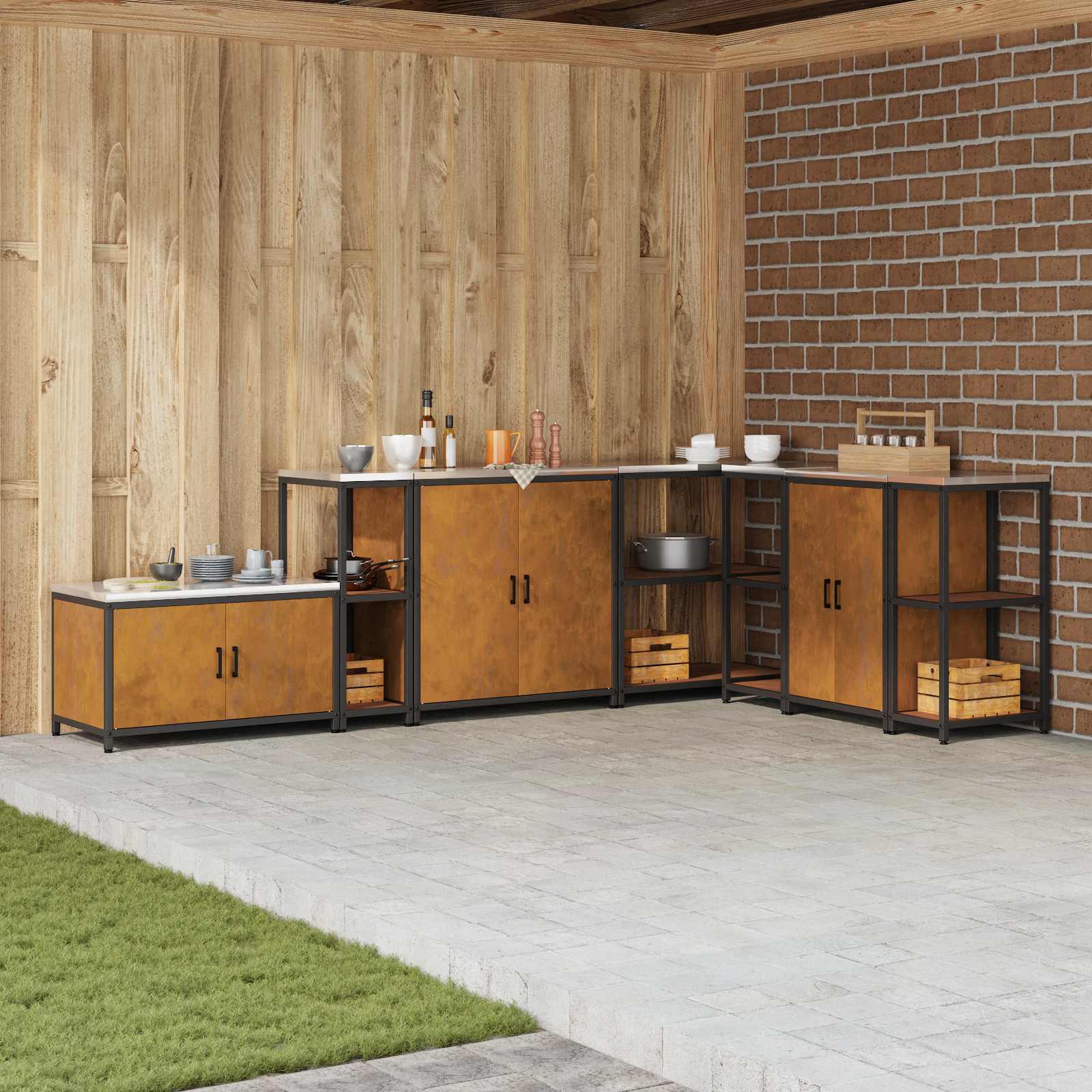 Köögi riiulite komplekt HATTEM Rooste 30 x 50 x 92 cm Teras