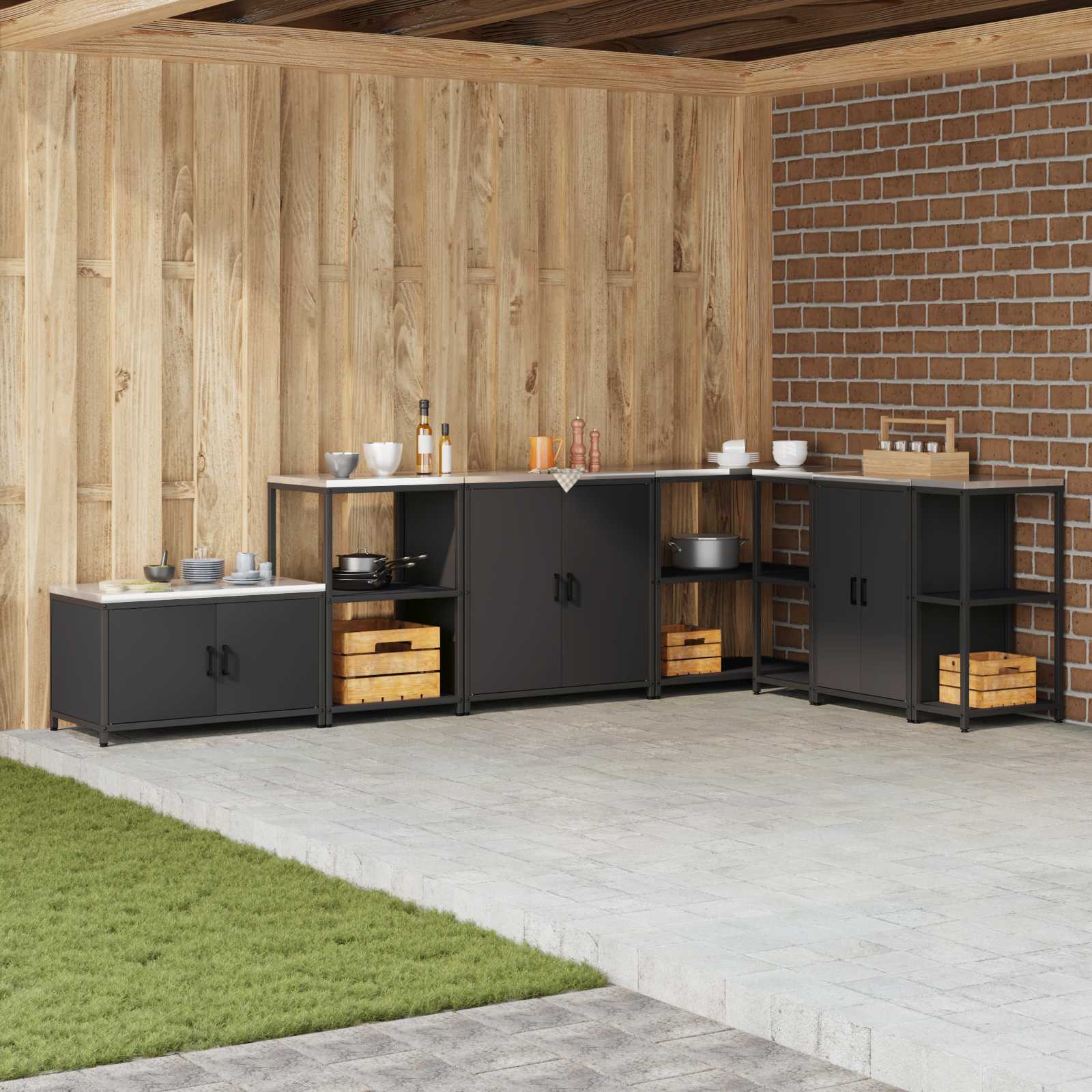 Köögivarustuse Kapp HATTEM Must 90 x 50 x 53 cm Teras