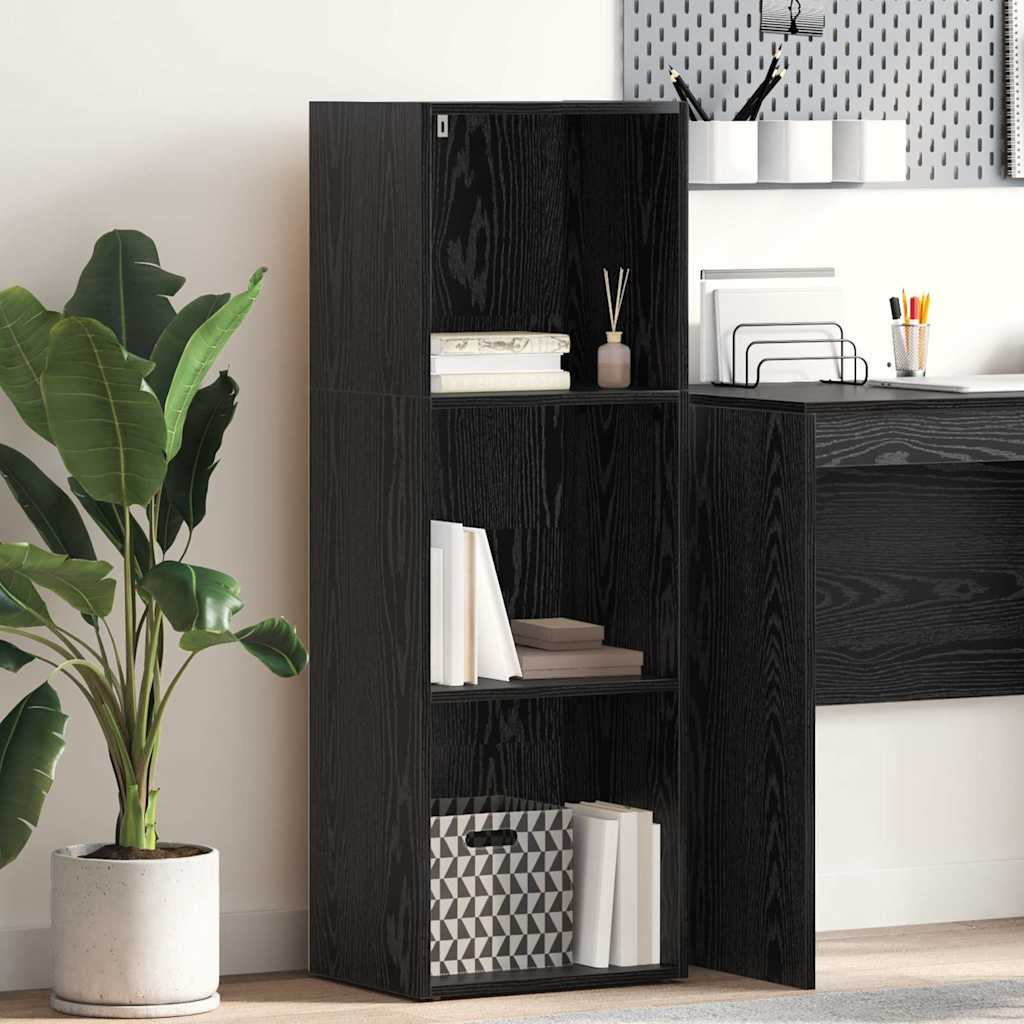 Raamatukapp 3 tasandit 40 x 30 x 114 cm Tehispuit Must tamm