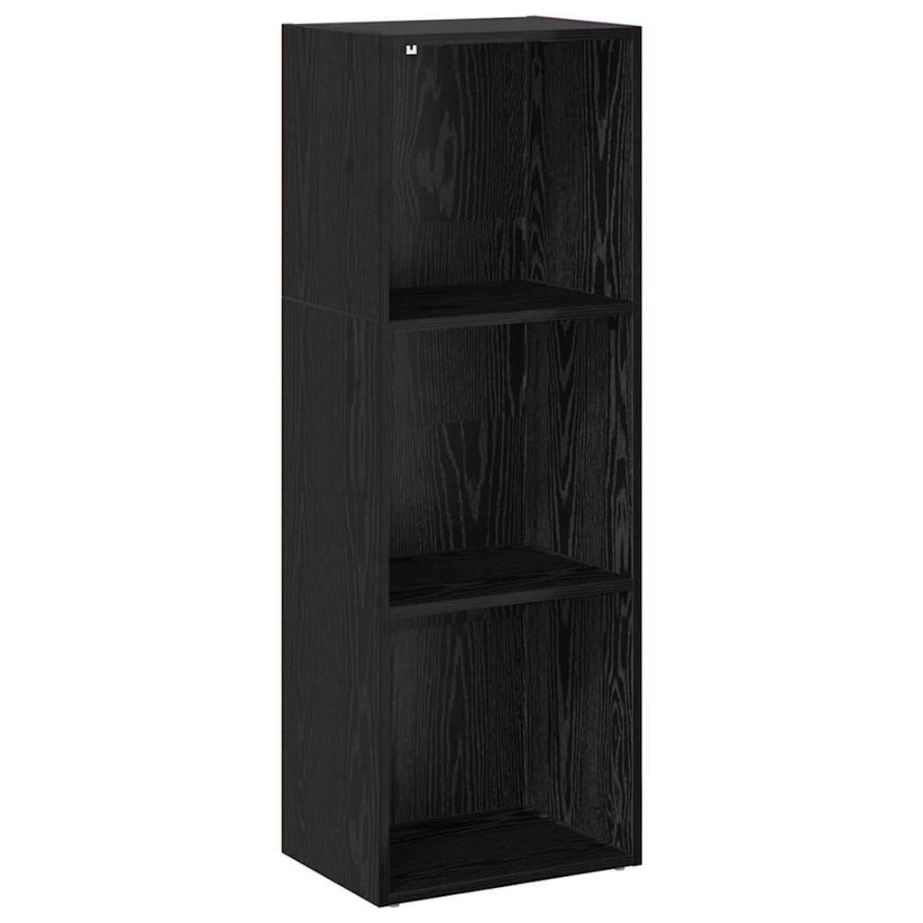 Raamatukapp 3 tasandit 40 x 30 x 114 cm Tehispuit Must tamm