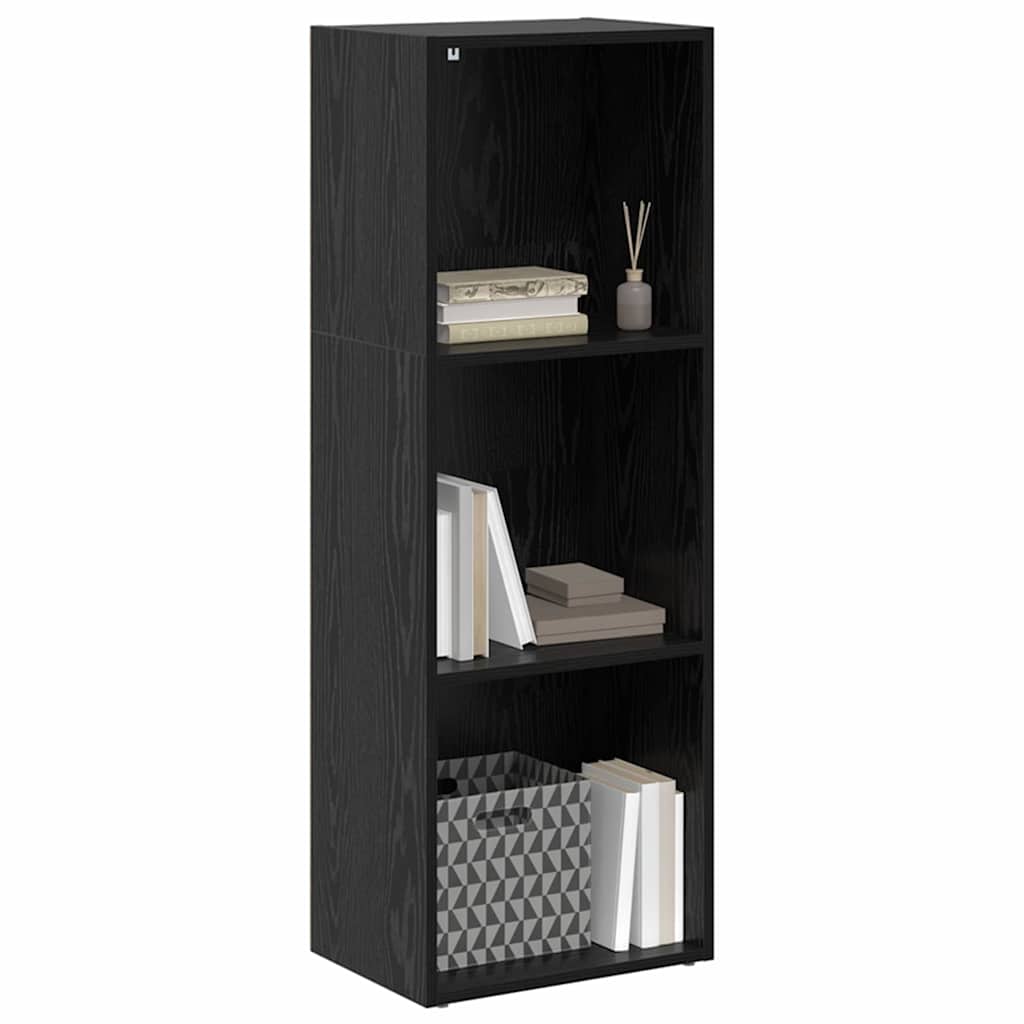 Raamatukapp 3 tasandit 40 x 30 x 114 cm Tehispuit Must tamm