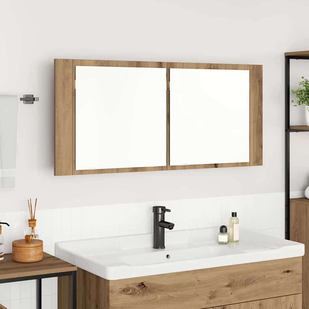 LED peegelkap Käsitööpuu 100 x 12 x 45 cm Tehispuit