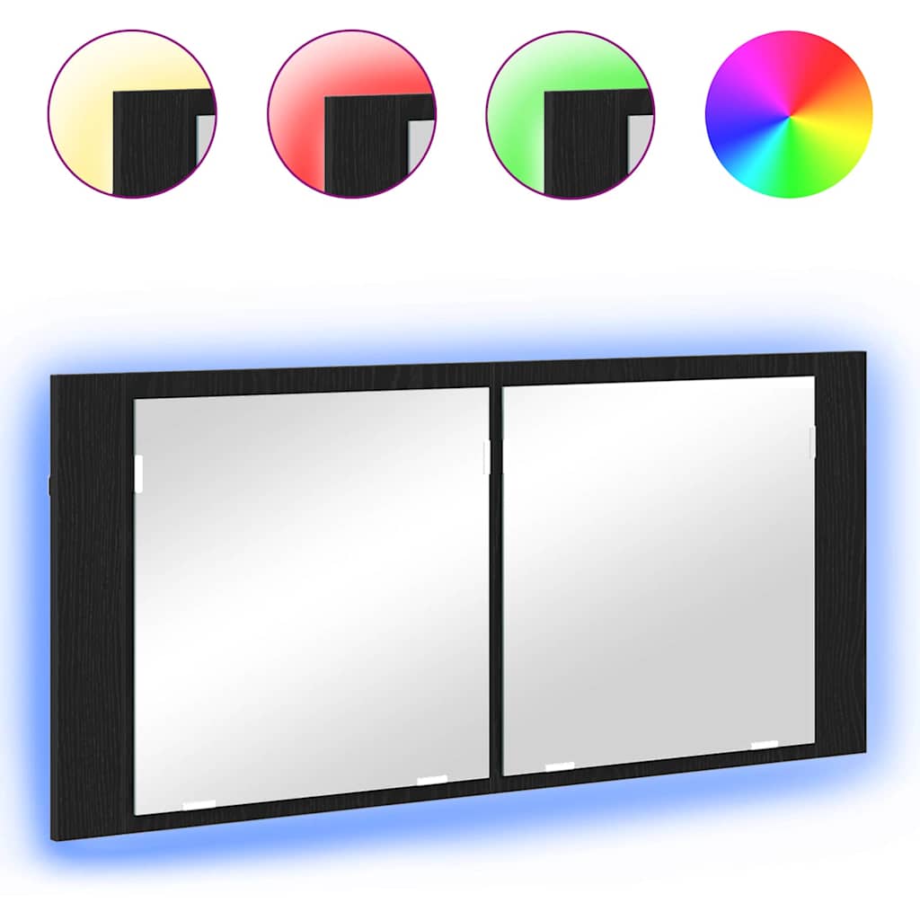 LED peegelkap Must tamm 100 x 12 x 45 cm Tehispuit