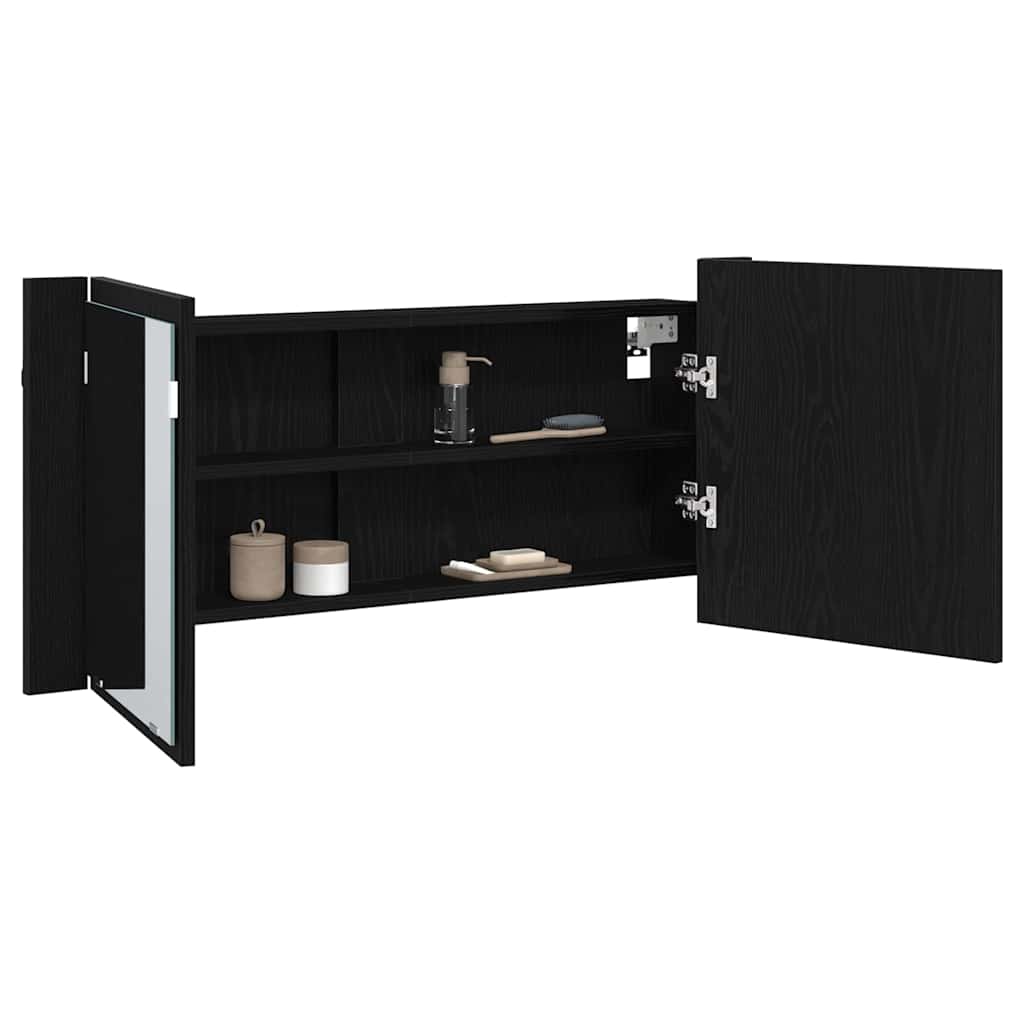 LED peegelkap Must tamm 100 x 12 x 45 cm Tehispuit
