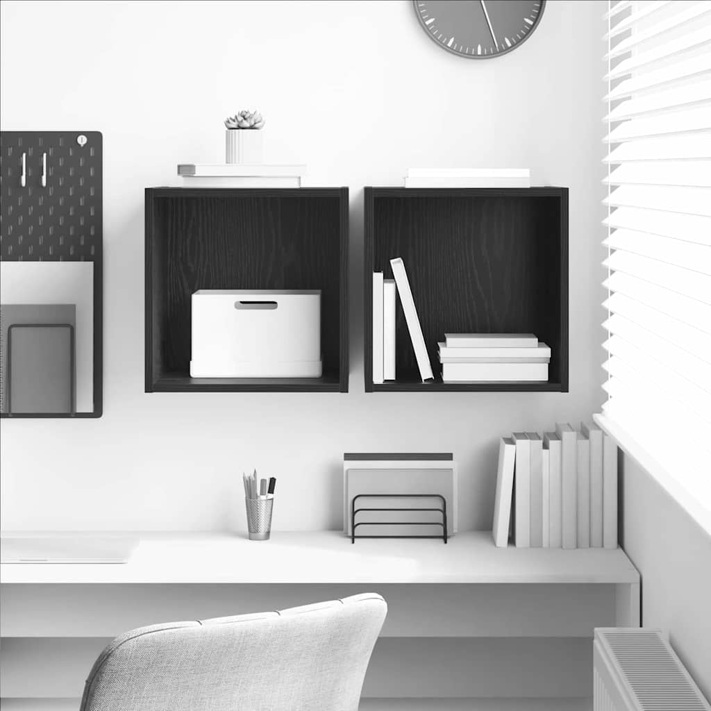 Seinekapp 2 tk Must tamm 37 x 37 x 37 cm Tehispuit