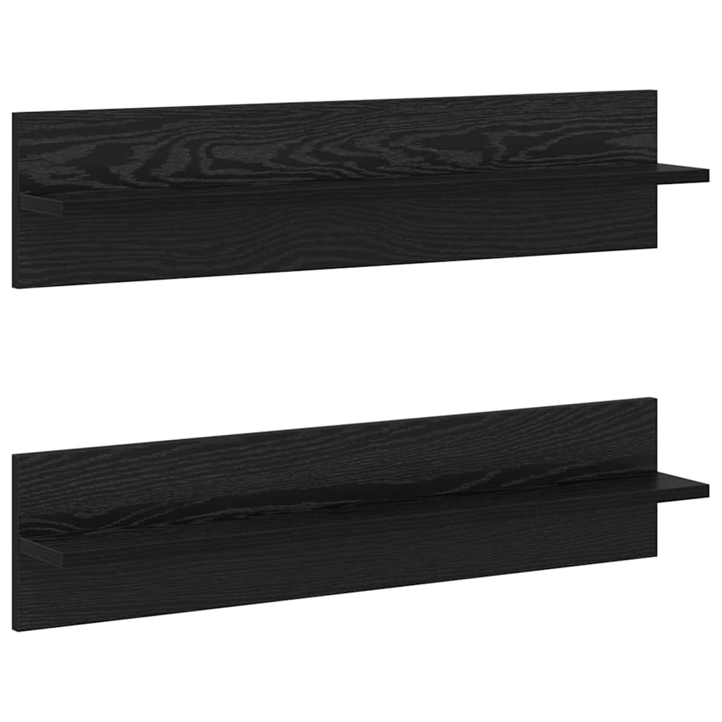Seinariiul 2 tk Must tamm 80 x 11,5 x 18 cm Tehispuit