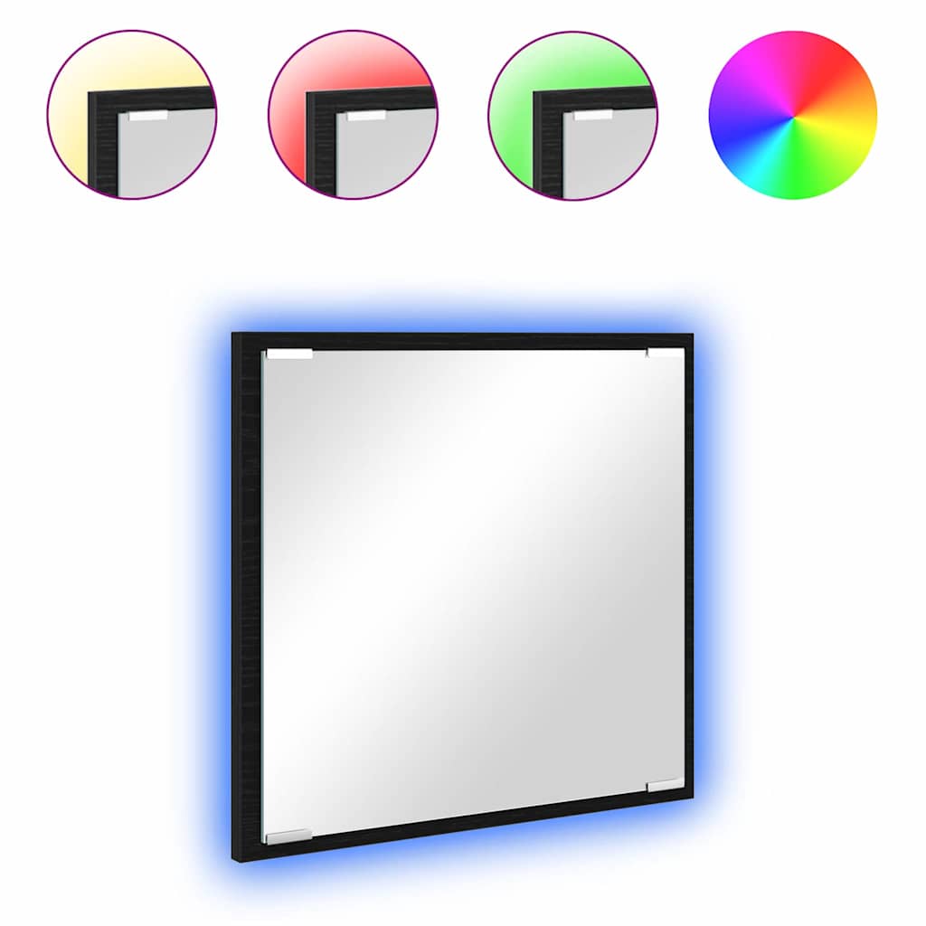 LED vannitoa peegel Must tamm 40 x 37 x 8.5 cm Tehispuit