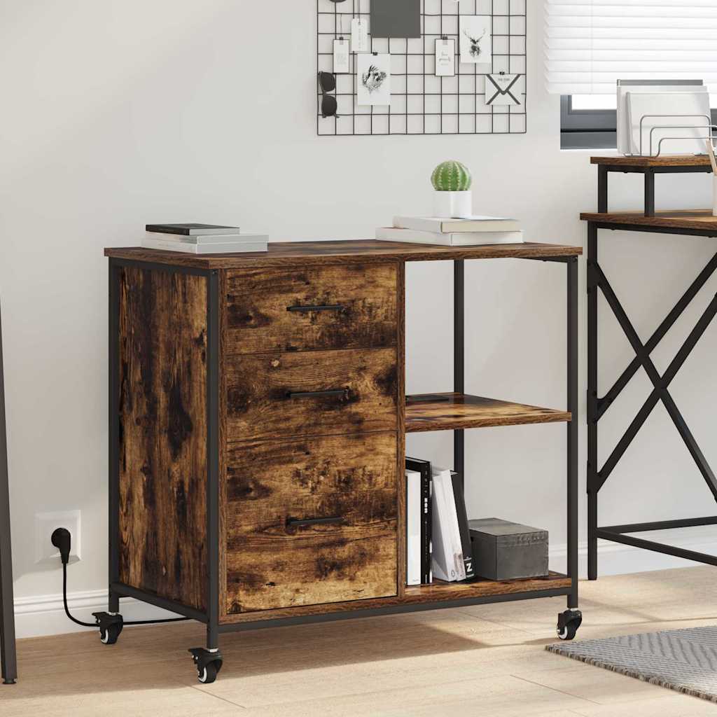 Kapp laadimisjaamaga 76 x 41 x 72 cm Tehispuit Suitsutatud tamm