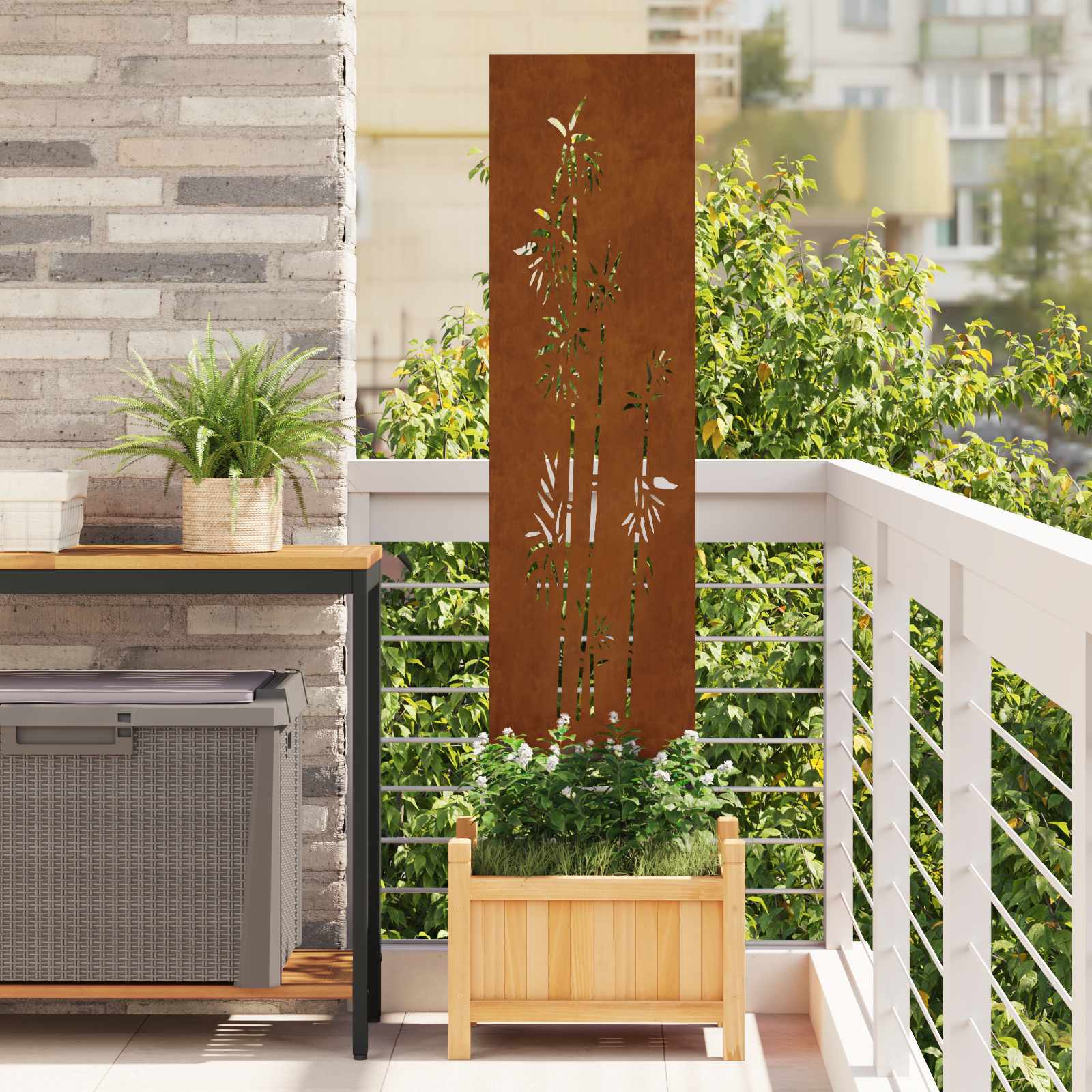 Aia privaatsuse kate Lilled Rooste 32 x 140 cm terase tüüp