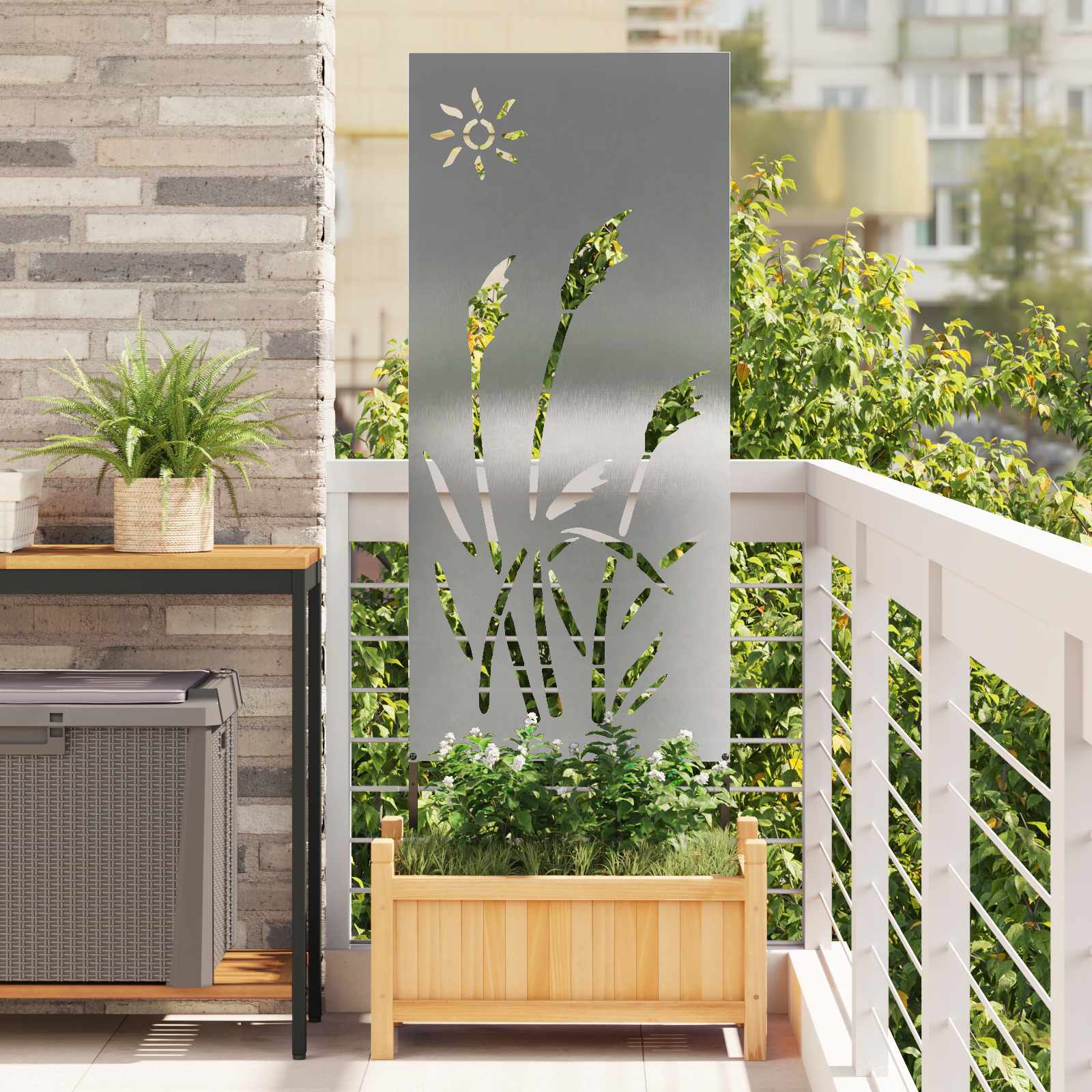 Aia privaatsuse kate Hõbedane 50 x 140 cm Roostevaba teras