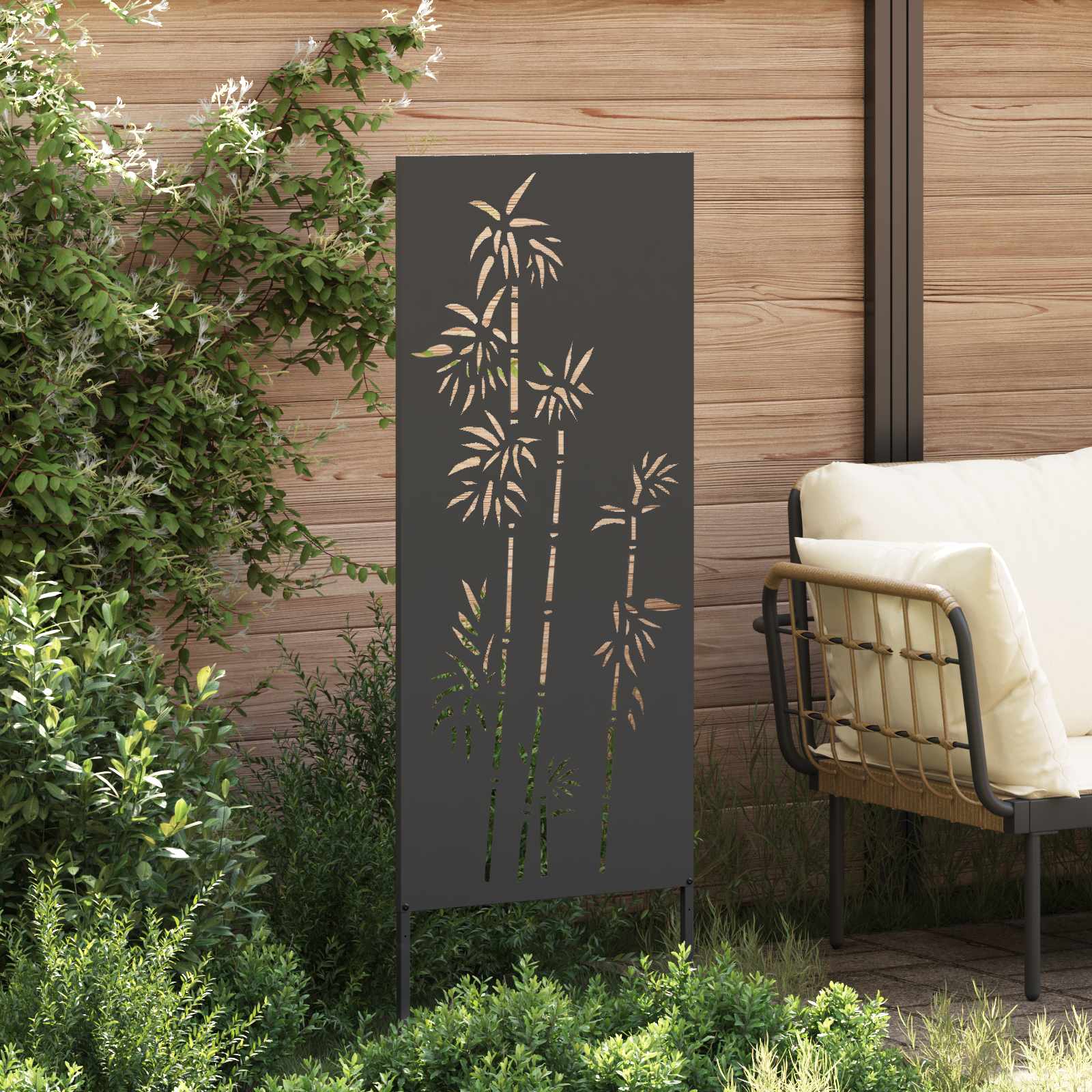 Aia privaatsuse kate Lilled Must 50 x 140 cm Külmpruun teras