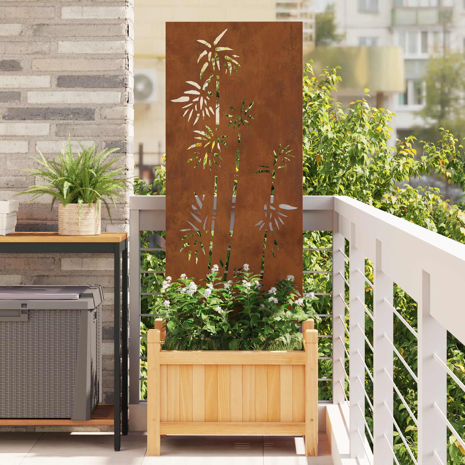 Aia privaatsuse kate Lilled Rooste 50 x 140 cm terase tüüp