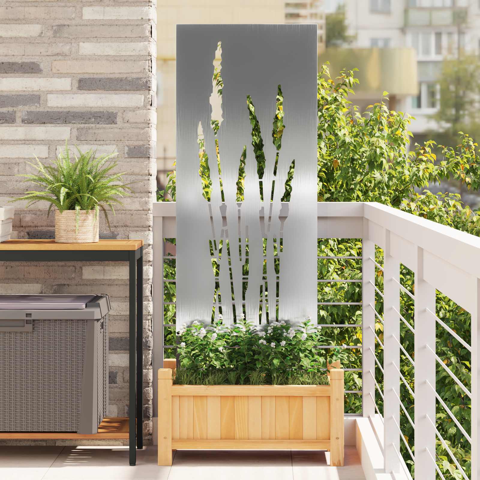 Aia privaatsuse kate Hõbedane 50 x 140 cm Roostevaba teras
