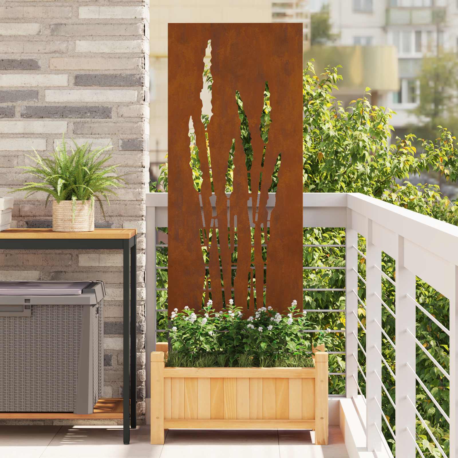 Aia privaatsuse kate Lilled Rooste 50 x 140 cm terase tüüp