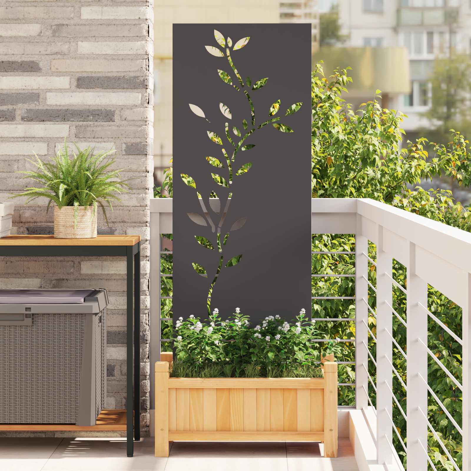 Aia privaatsuse kate Lilled Must 50 x 140 cm Külmpruun teras