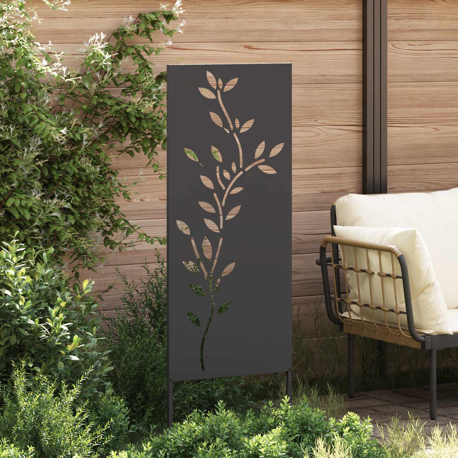 Aia privaatsuse kate Lilled Must 50 x 140 cm Külmpruun teras