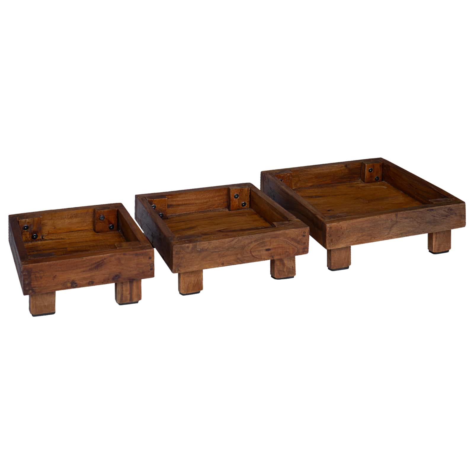 Taimede alus 3 tk Pruun 35 x 35 x 12 cm Mahagoni Puit