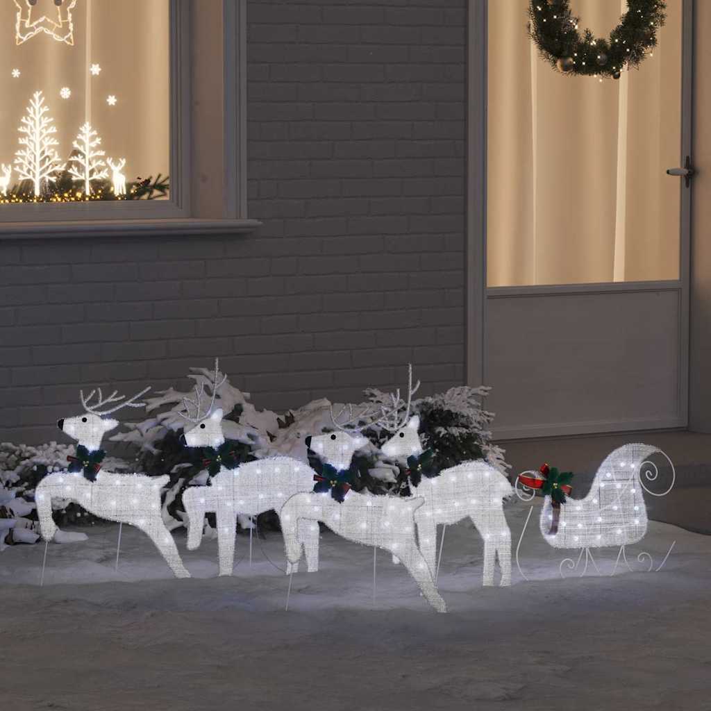 LED Põhjapõdrad 5 tk Hõbedane 43 x 18 x 66 cm kangas