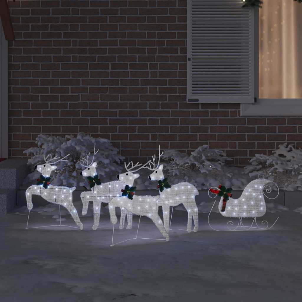 LED Põhjapõdrad 5 tk Hõbedane 43 x 18 x 66 cm kangas