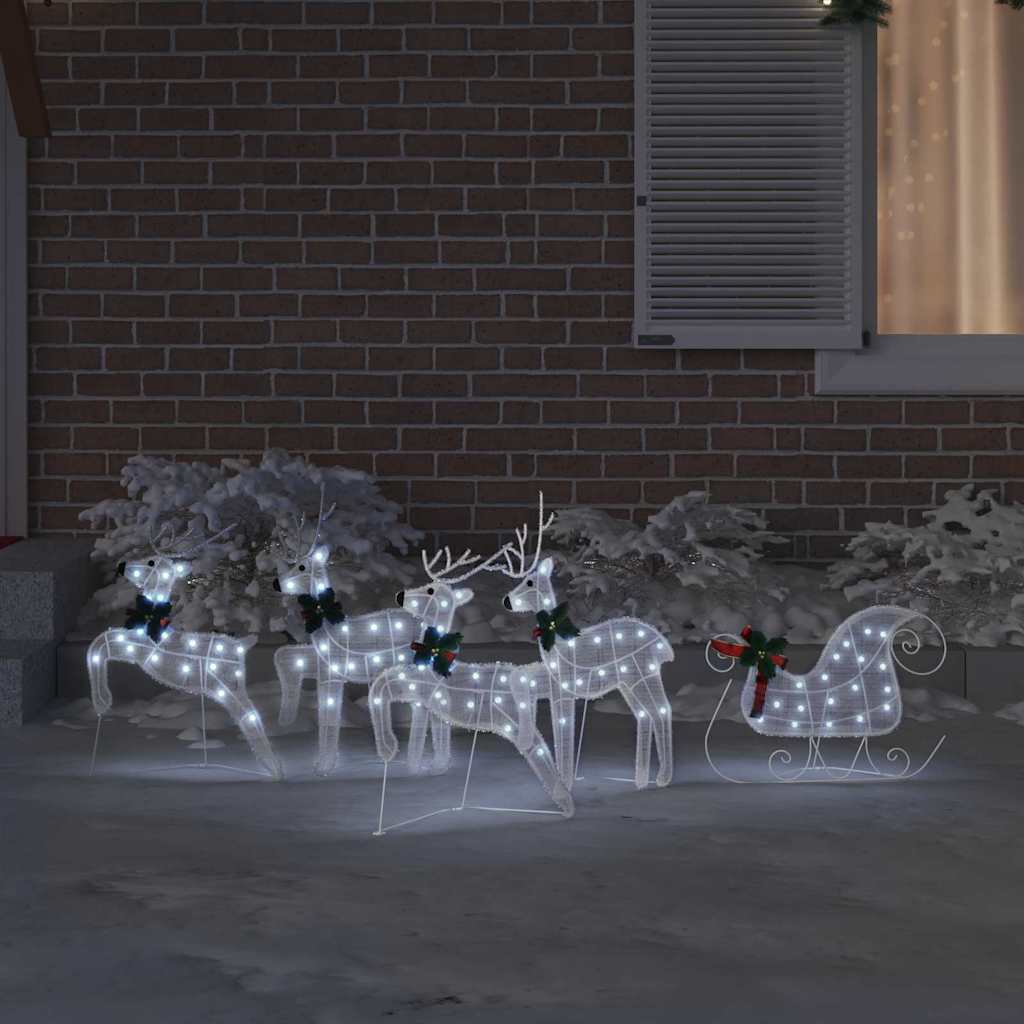 LED Põhjapõdrad 5 tk Valge 43 x 18 x 66 cm kangas