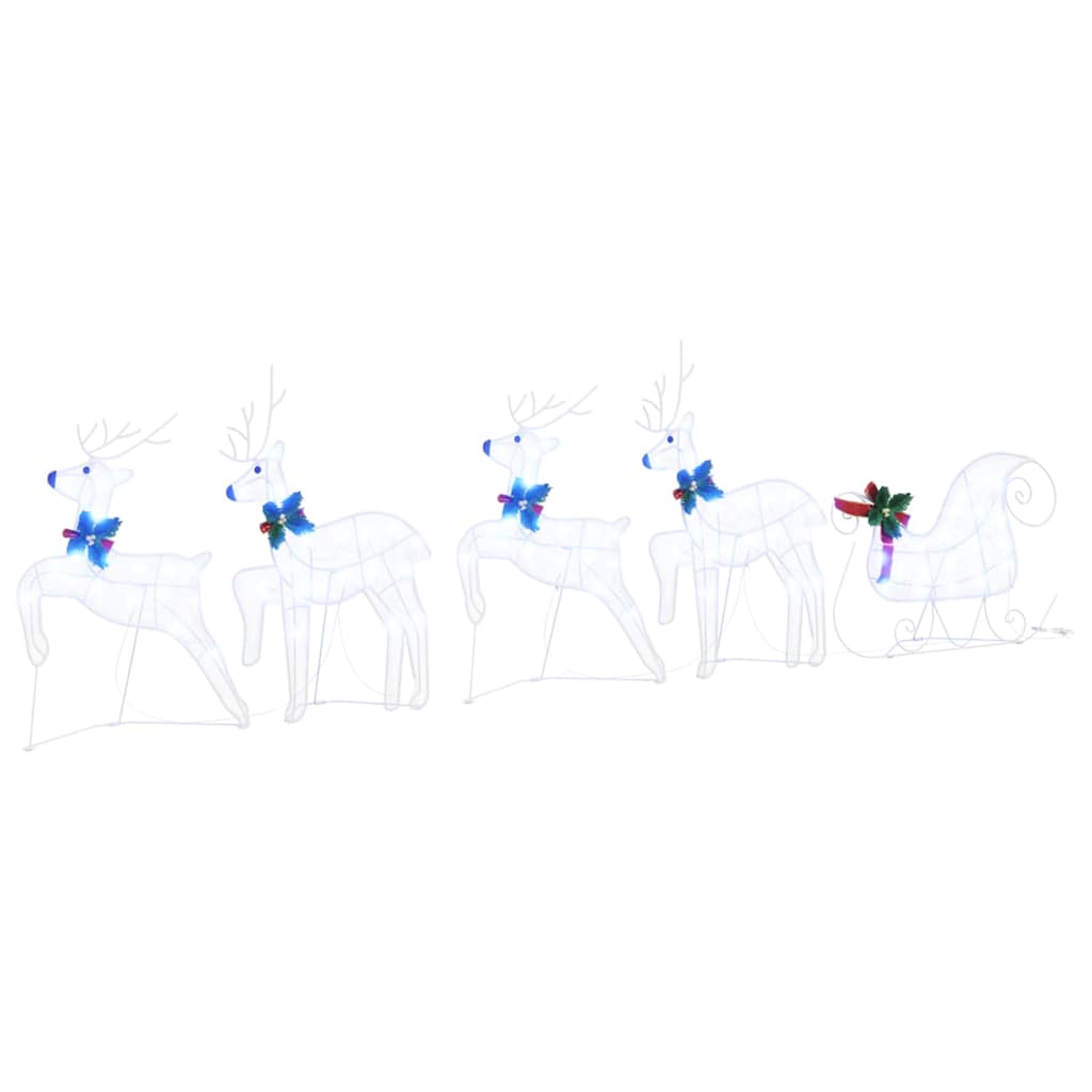 LED Põhjapõdrad 5 tk Valge 43 x 18 x 66 cm kangas