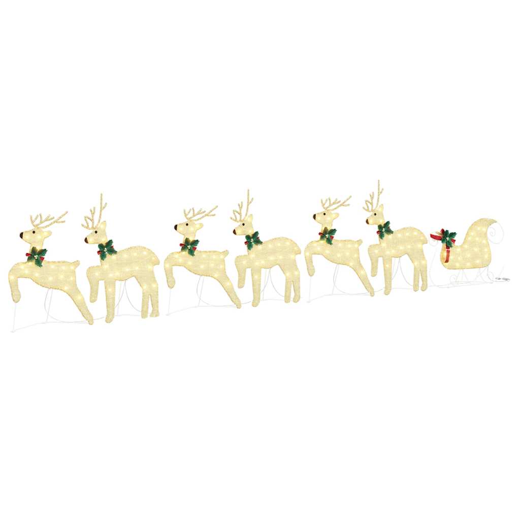 LED Põhjapõdrad 7 tk Kuldne 43 x 18 x 66 cm kangas
