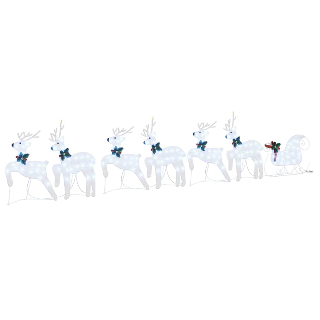 LED Põhjapõdrad 7 tk Hõbedane 43 x 18 x 66 cm kangas