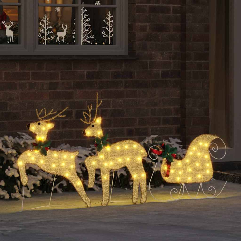 LED Põhjapõdrad 3 tk Soe valge 43 x 18 x 66 cm kangas