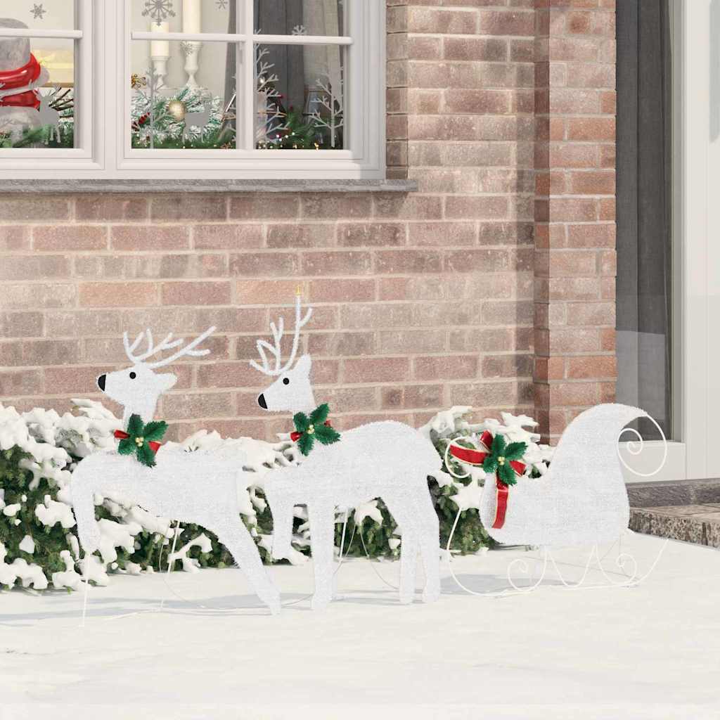 LED Põhjapõdrad 3 tk Külm Valge 43 x 18 x 66 cm kangas