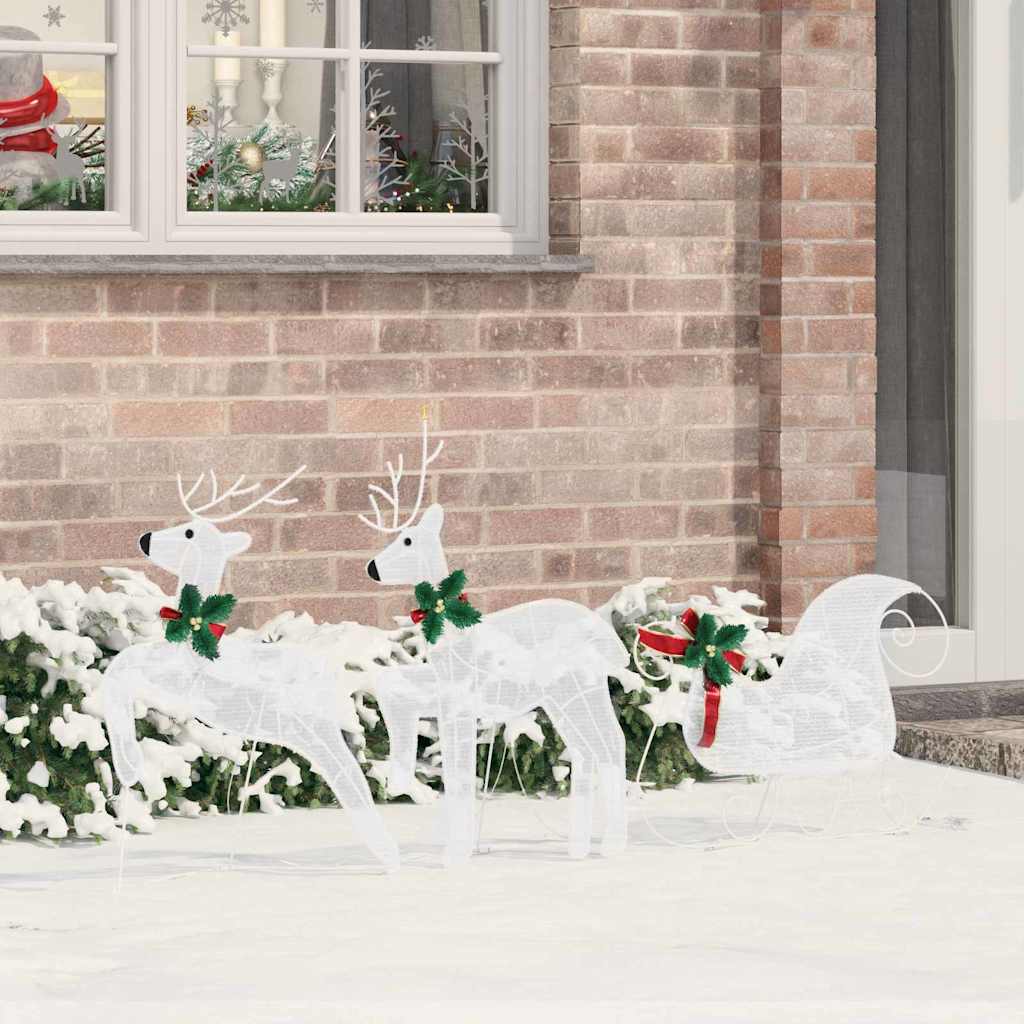 LED Põhjapõdrad 3 tk Külm Valge 43 x 18 x 66 cm kangas