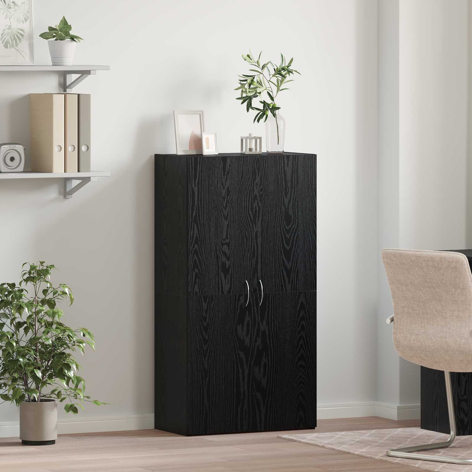 Kontorikapp Must tamm 60 x 32 x 115 cm Tehispuit