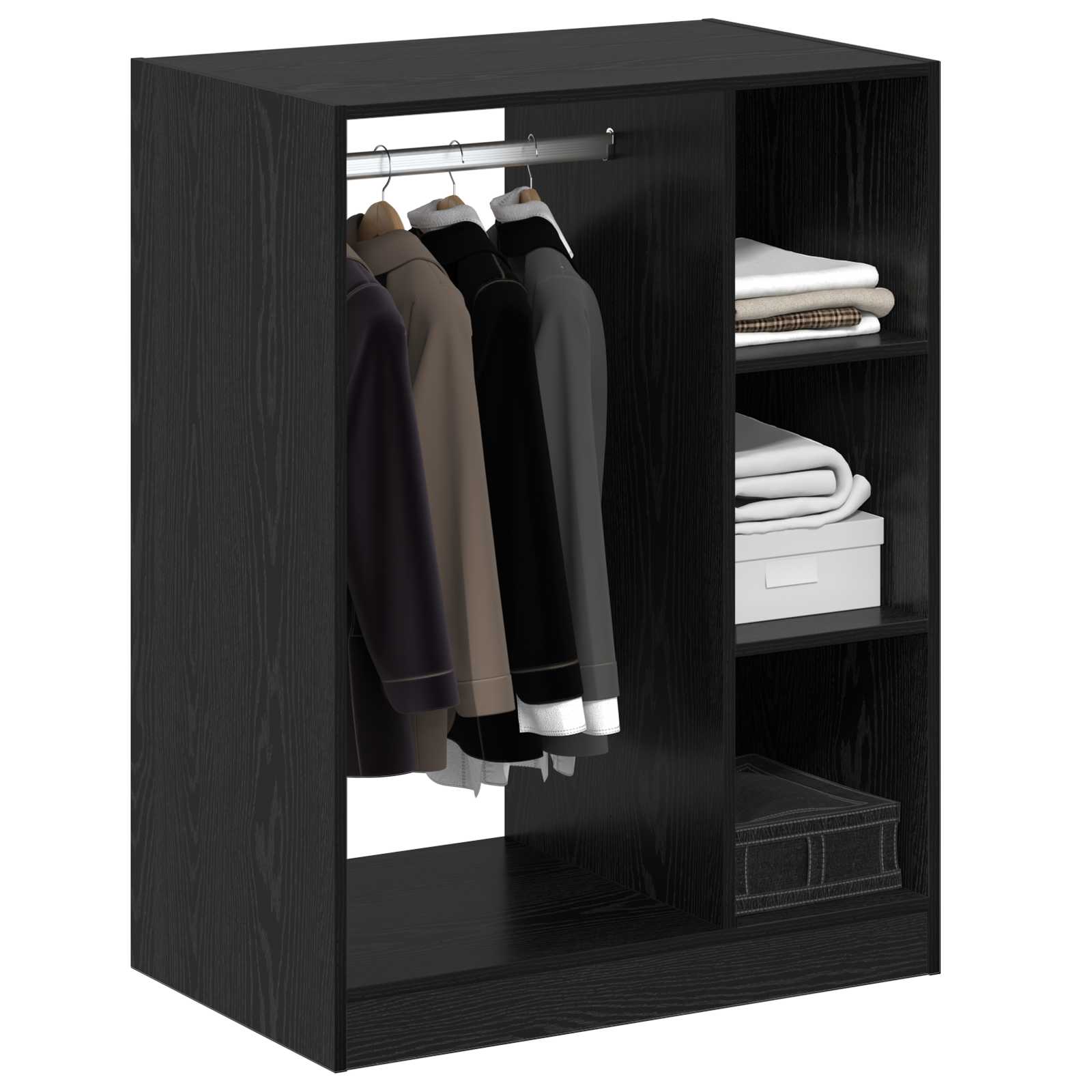 Garderoobikapp Must tamm 77 x 48 x 102 cm Tehispuit
