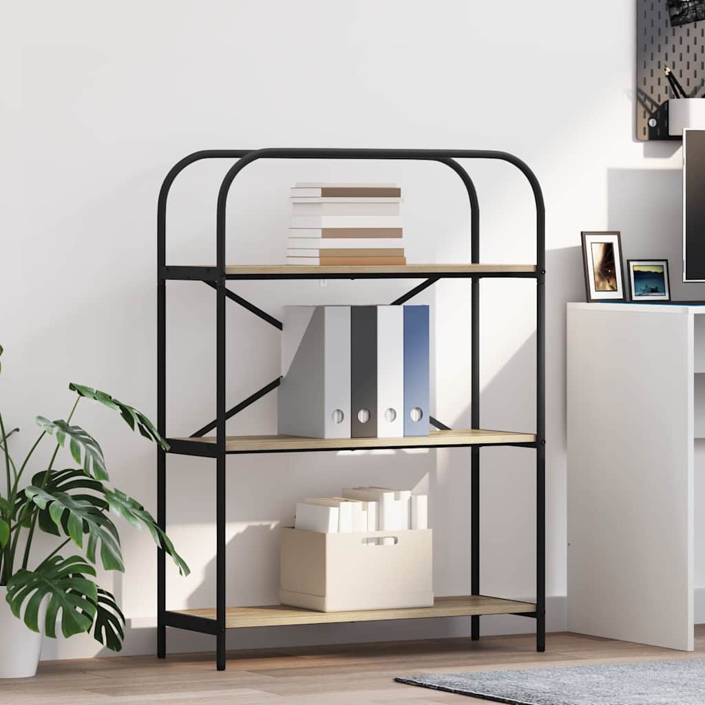 Raamatukapp 3 tasandit 80 x 30 x 109 cm Tehispuit Sonoma tamm