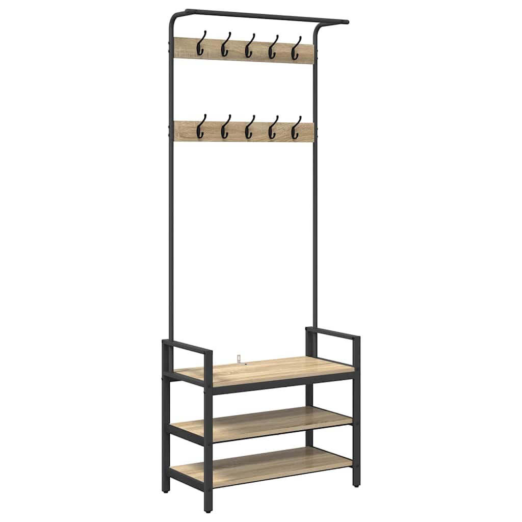 Riidepuu riiuliga Sonoma tamm 75 x 34 x 184 cm Tehispuit