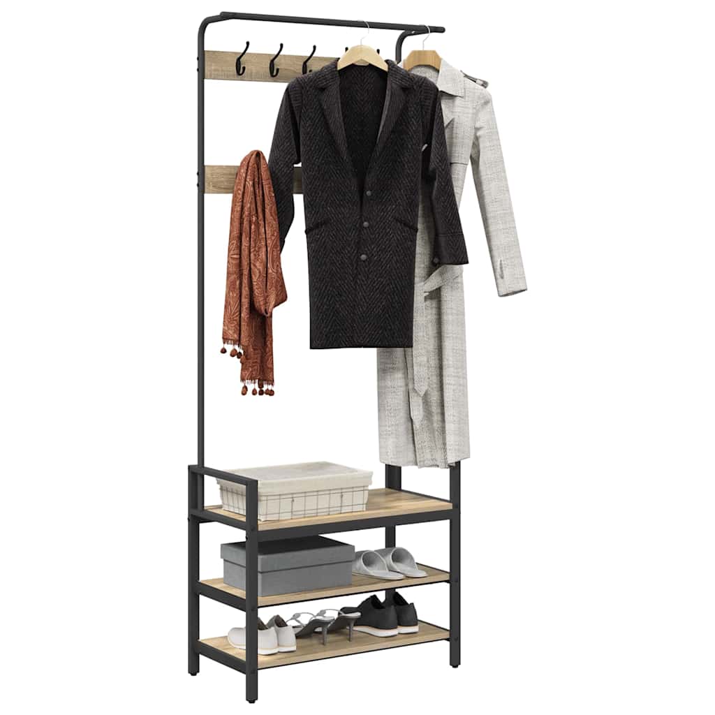 Riidepuu riiuliga Sonoma tamm 75 x 34 x 184 cm Tehispuit