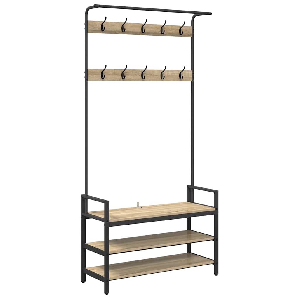 Riidepuu riiuliga Sonoma tamm 95 x 34 x 184 cm Tehispuit