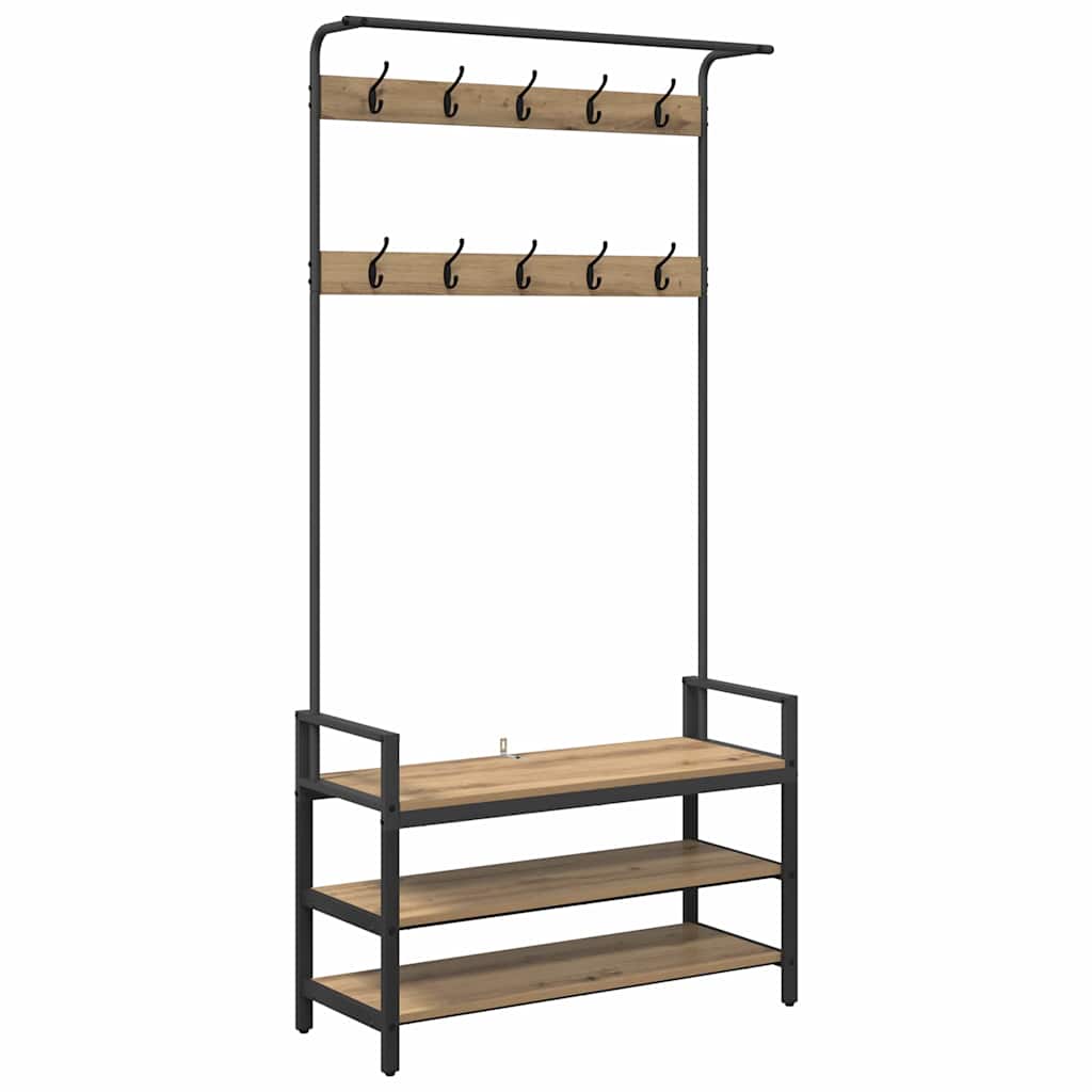 Riidepuu riiuliga Artisan tamm 95 x 34 x 184 cm Tehispuit