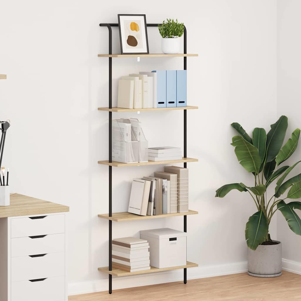 Raamatukapp 5 tasandit 60 x 24 x 168 cm Tehispuit Sonoma tamm