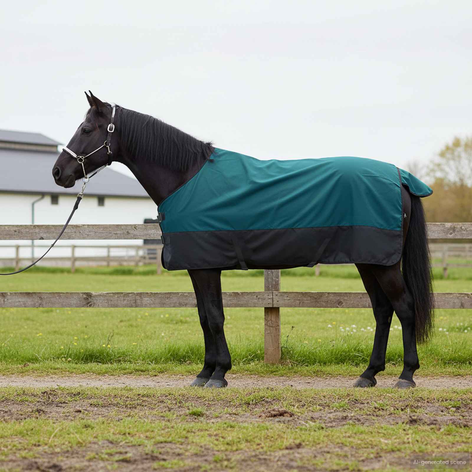 Hobuste Kätter Tume roheline ja must 145 cm Polüester