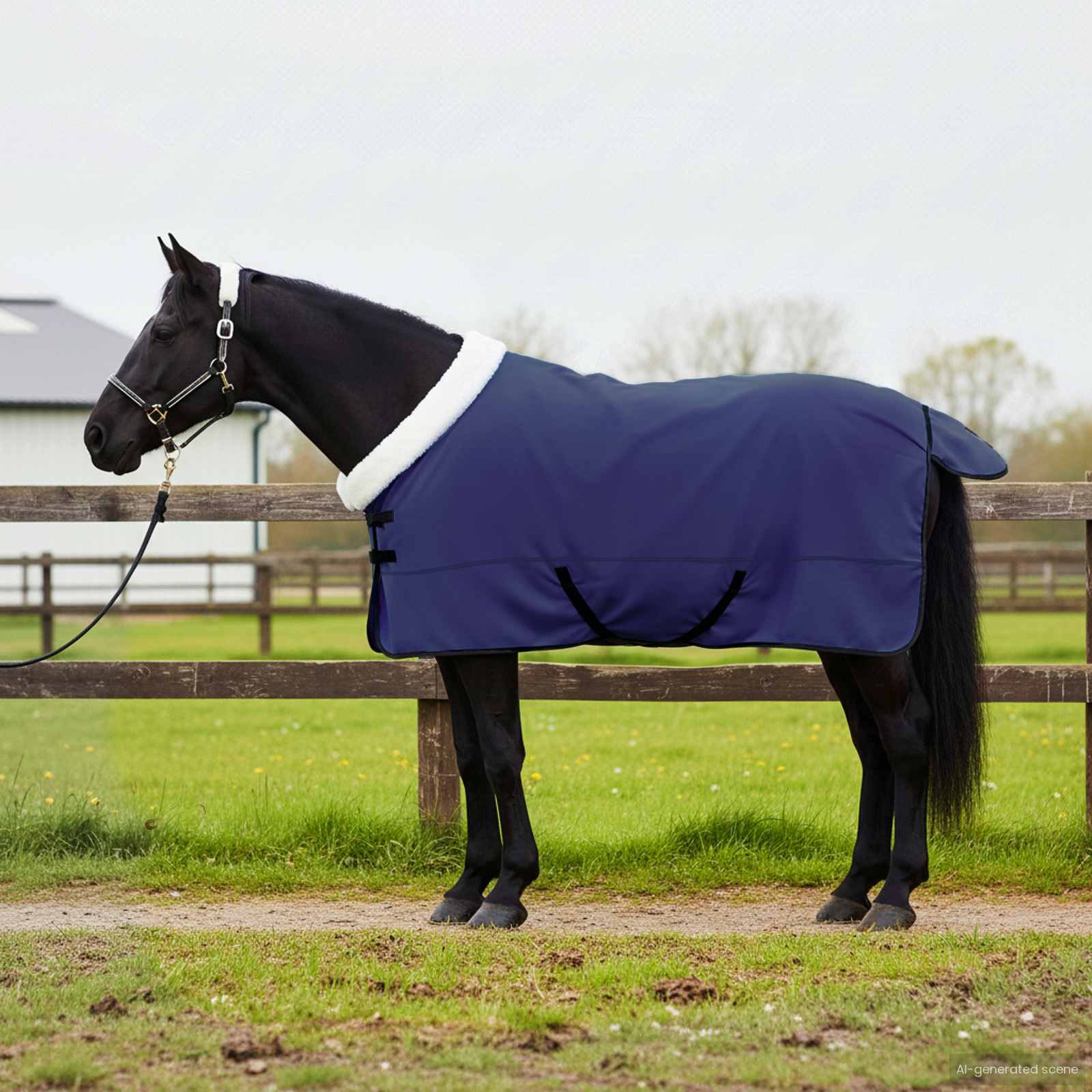 Hobuste Kätter Tumesinine 145 cm Polaarfleeç