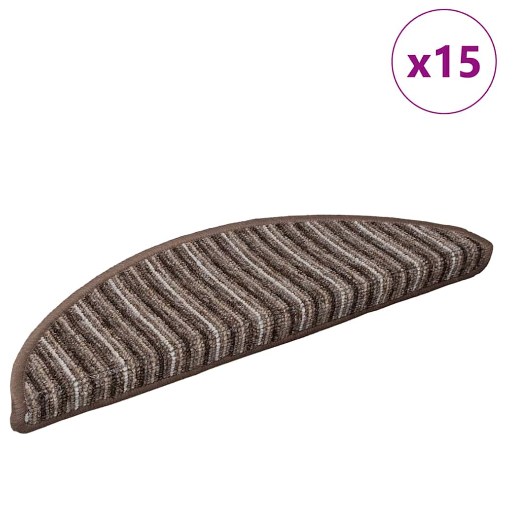 Iseliimuvad treppimatid 15 tk 56 x 17 x 3 cm Non-Slip Pruun