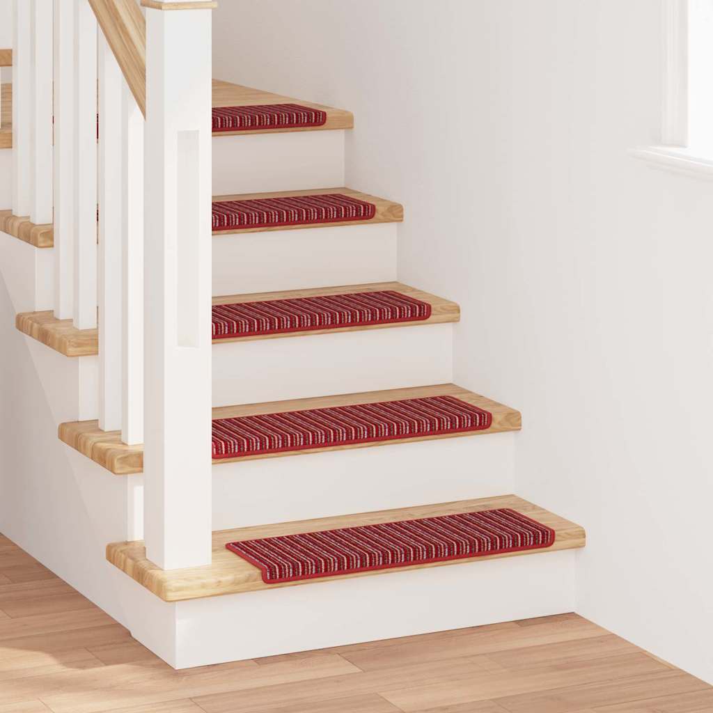 Iseliimuvad treppimatid 15 tk 65 x 21 x 4 cm Non-Slip Punane