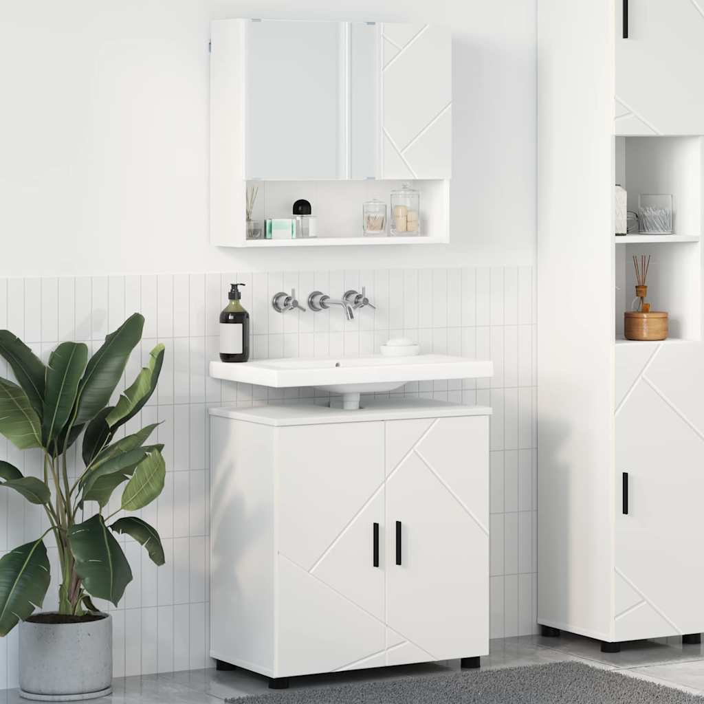 Vannitoa mööbleset 2 tk Valge 61 x 35 x 64 cm Tehispuit, Metall