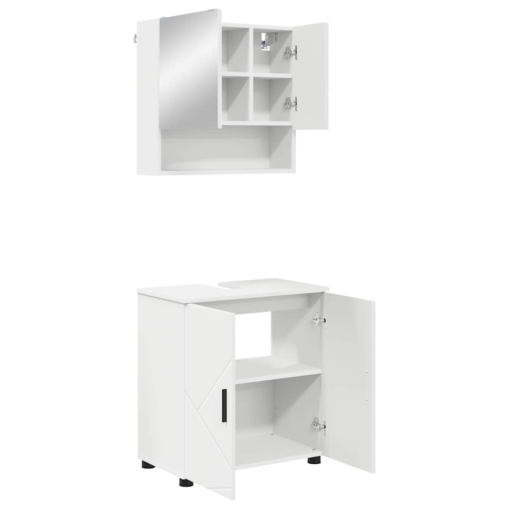 Vannitoa mööbleset 2 tk Valge 61 x 35 x 64 cm Tehispuit, Metall
