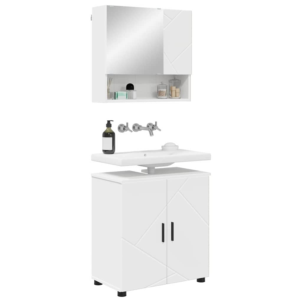 Vannitoa mööbleset 2 tk Valge 61 x 35 x 64 cm Tehispuit, Metall