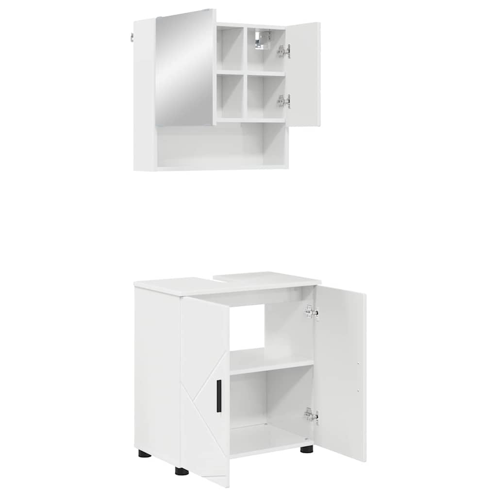 Vannitoa mööbleset 2 tk Kergelt läikiv valge 61 x 35 x 64 cm