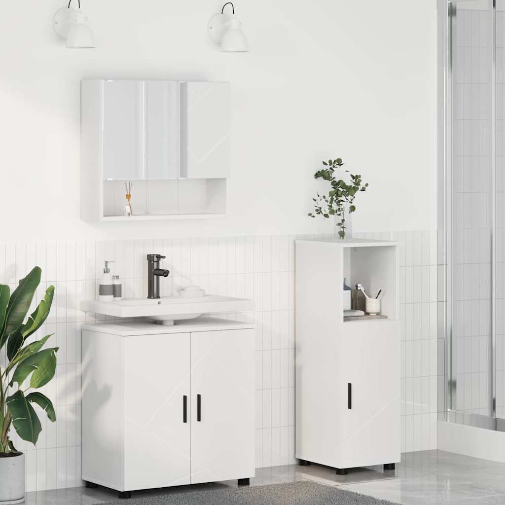 Vannitoa mööbleset 3 tk Valge 61 x 35 x 64 cm Tehispuit, Metall