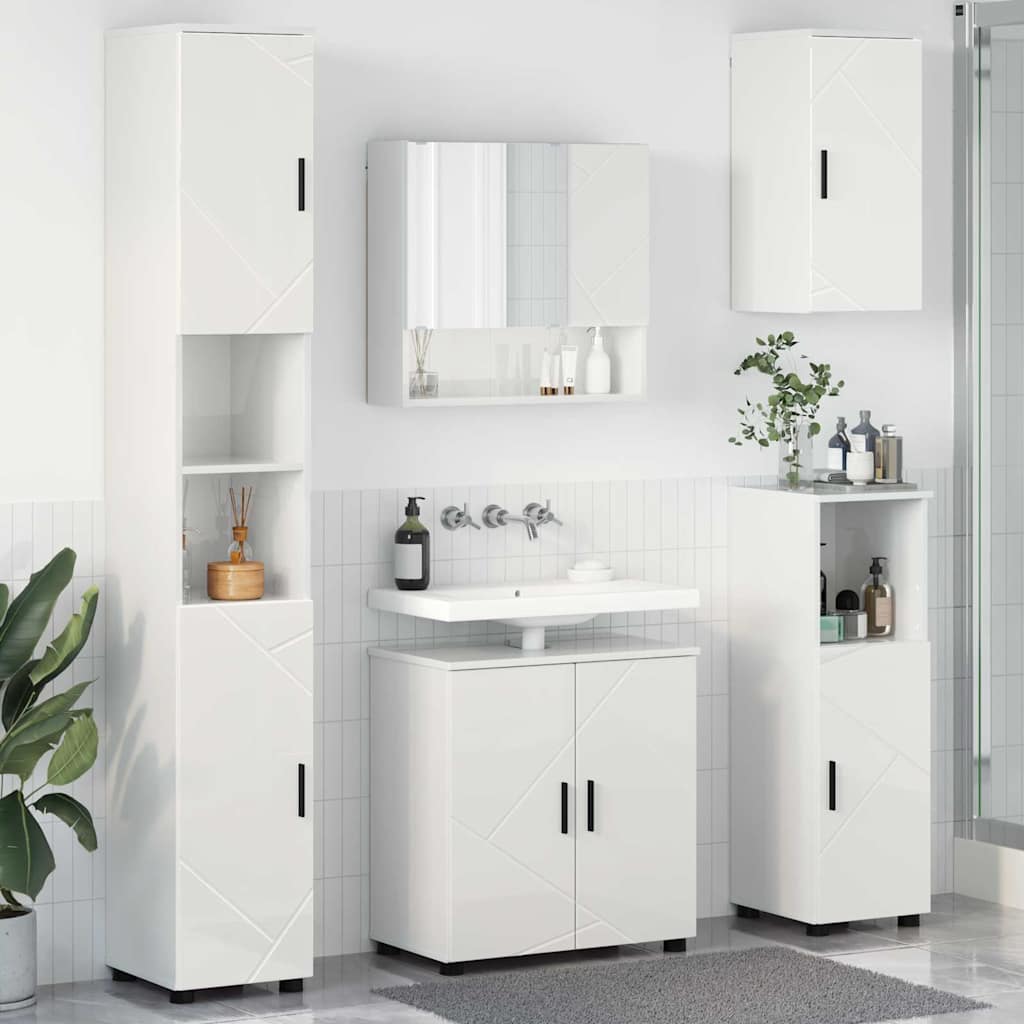 Vannitoa mööbleset 5 tk Kõrgläikega valge 61 x 35 x 64 cm