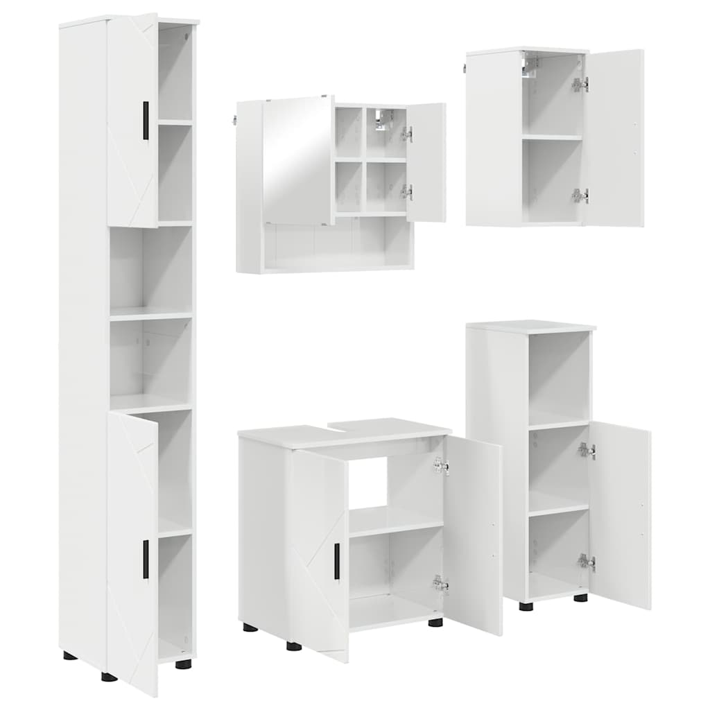 Vannitoa mööbleset 5 tk Kõrgläikega valge 61 x 35 x 64 cm