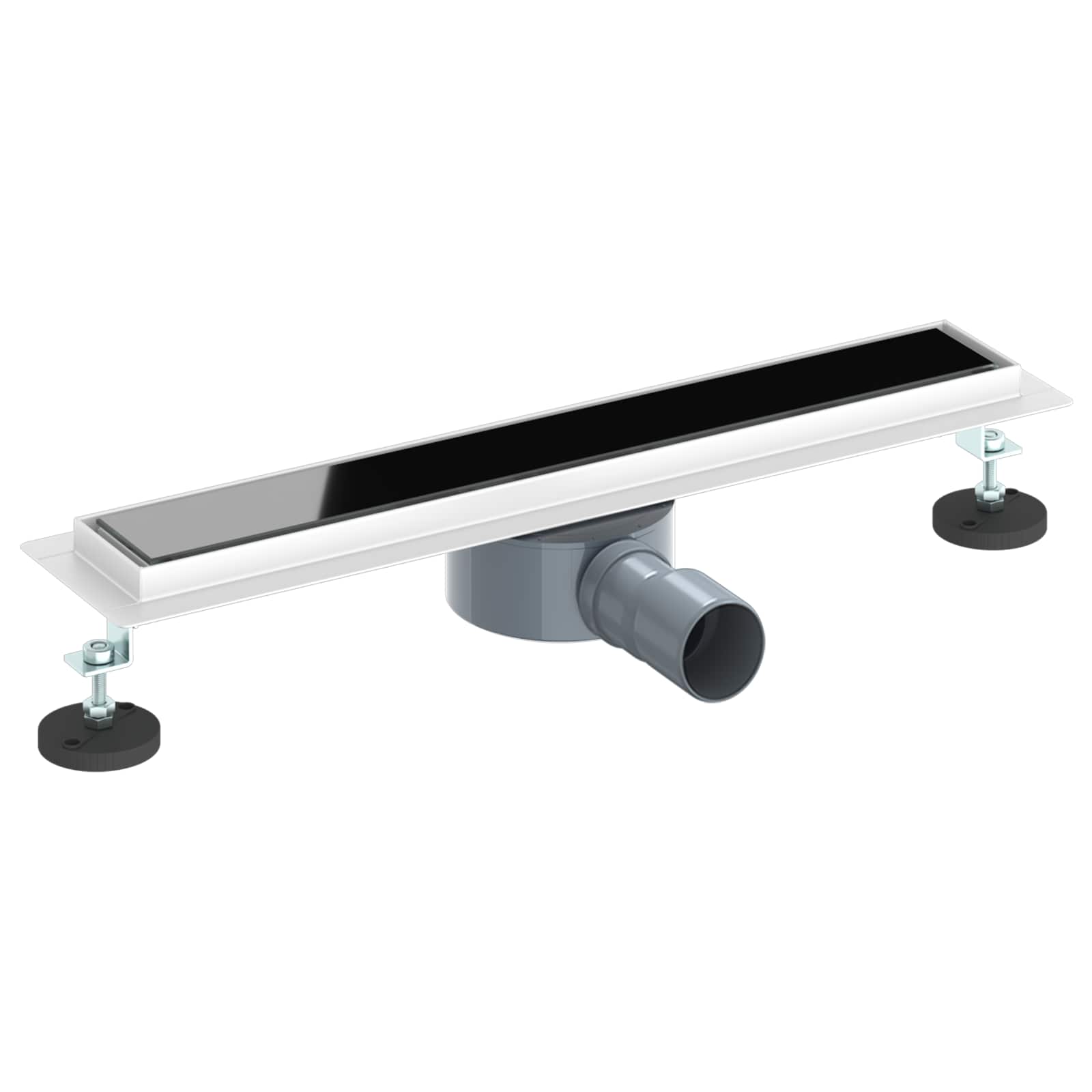 Dušivoolik klaaskattega ja 360° sifooniga Must 50 cm